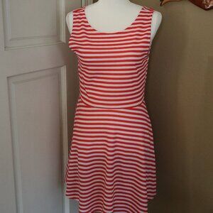 Divided H&M Size 14 Women's Red & White Striped Sleeveless Dress
